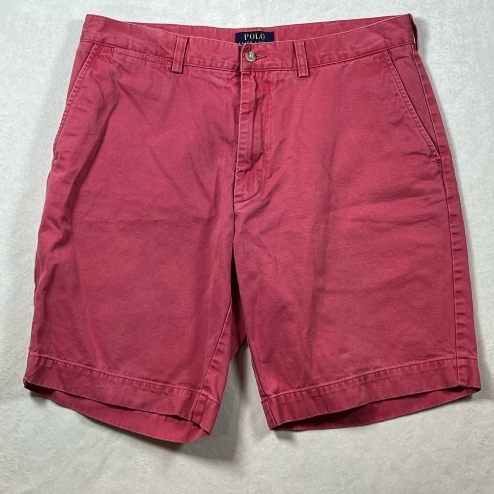 Polo Ralph Lauren 34W Red Classic Fit Chino Cotton Twill Shorts EUC
